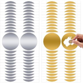 100PCS Scratch Off Stickers, 2 Inch Round Circle Custom Scratch Off Cards for DIY Scratch Stickers,Lottery Tickets, Raffle Card Creating(Gold, Sliver)