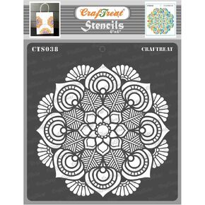 CrafTreat Reusable Flower Mandala Stencils for Painting on Wood, Canvas, Paper, Fabric, Floor, Wall and Tile - Mandala - 6x6 Inches - DIY Art and Craft Stencils - Lotus Mandala Stencil