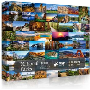 National Parks Puzzle for Adults 1000 Pieces, Landscape Nature Puzzle as National Parks Wall Decor, American Scenery Mountain Jigsaw Puzzle Including Yellowstone, Yosemite, Zion