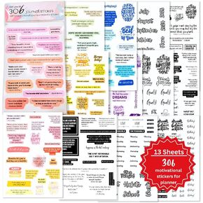 306 Howcrafts Motivational Planner Stickers for Adults | 13 Sheets of Transparent Journal Stickers | Planner Accessories | Daily Affirmation Stickers | Journaling Supplies for Bullet Journal