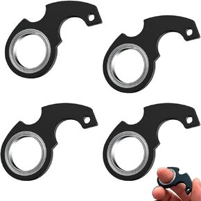 4Pcs Black Keychain Spinner Fidget Ring,Keychain Spinner Fidget Ring Metal Key Chain Spinner Fidget Ring Type for Man Women Fidget Spinners Novelty and Gag Fidget