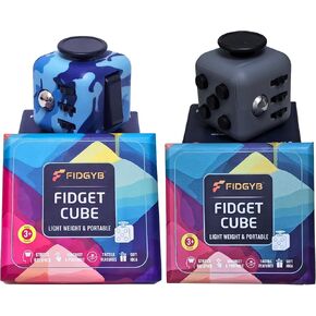 2PCS Cube Fidget Stress Relief Toy for Adults & Kids, Smooth, Quiet Sensory Toy for Anxiety, Focus & ADHD Idea[Camo+Darkgray][2PCS]