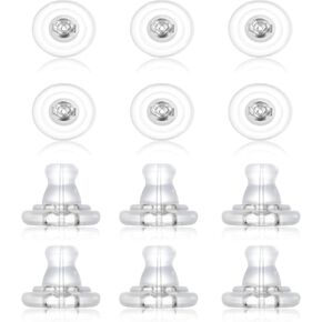 12Pcs Earring Backs,18K Gold Silicone Earring Backs Replacements,Locking Secure Earring Backs for Studs/Droopy Ears,No-Irritate Hypoallergenice Soft Clear Earring Backs for Women(Gold)