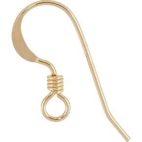 14k Gold Filled Flat Fishhook Ear Wire with Coil 10pcs by Regal Findings