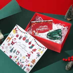 Lainlight Christmas Gift Boxes with Lids 11.3x8.2x4.1In Christmas Eve Boxes for Gifts with Card,Ribbon and Crinkle Paper (A-White)
