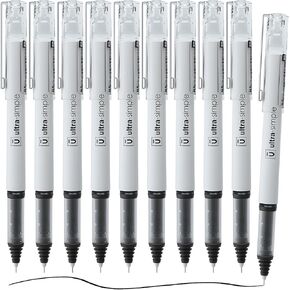 M&G 10 Pcs Liquid Rollerball Pens 0.5mm Ultra Fine Point Pens, Black Ink Pens Quick Dry Smooth Writing for Note Taking, Office School Supplies Gifts Student Women Men