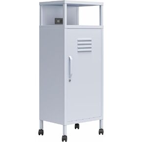 Novogratz Cache Metal Locker-Style Mobile Storage Cart, Powder Blue