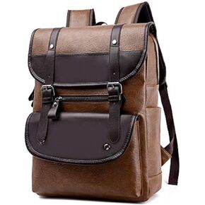 Vintage Leather Backpack For Men, Fit 15.6" Laptop Backpack Waterproof, for Casual Work Weekend Travel Daypack