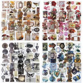 Gothic Victorian Sticker and Paper Pack, 216 PCS Vintage Ephemera for Scrapbooking, Journaling, Crafting, DIY Projects, and Art Supplies