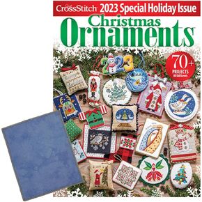 2023 Christmas Cross Stitch Magazine Bundle - Just Cross Stitch 2023 Christmas Ornaments Magazine with Christmas Hand-Dyed Aida 14 Count Cross Stitch Fabric by VolcanoStitching