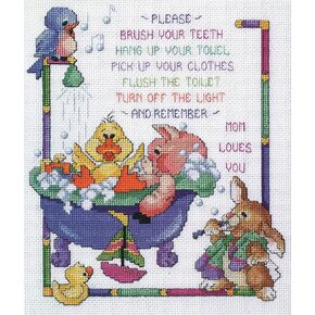Janlynn Counted Cross Stitch Kit 10"X12" - Bath Time Rules (14 Count)