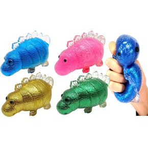JA-RU Squishy Dinosaur Toys (1 Fidget Toy) Glitter Filled Dinosaur Stress Ball for Kids Anger Management Toys. Stress Relief Mochi Squishy Toy. Bulk Party Favors. 4347-1