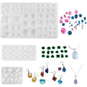 Gemstone Jewelry Silicone Mold, 3 Pcs Collage Crystal Stones Resin Casting Mold Different Sizes 3D Diamond Gem Epoxy Resin Mold for Earring Pendant Cake Decoration
