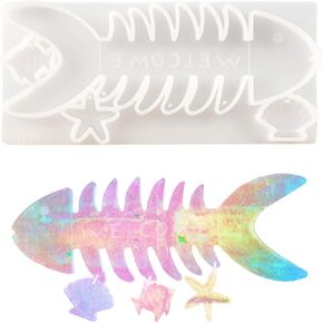 Fish Bone Resin Molds 3D Animal Silicone Mold Fish Skeleton Epoxy Resin Molds Wall Hanging Silicone Mold Wall Art Silicone Molds for Epoxy Resin Casting DIY Art Crafts Decor (Bone Mold)