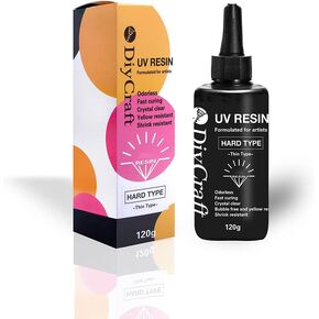 UV Resin - DIYcraft Odorless Crystal Clear Hard Resin 120g, Fast Curing Epoxy Resin for DIY Resin Molds, Jewelry Making - Suitable Art Craft Beginner UV Resin Jewelry Making Kit