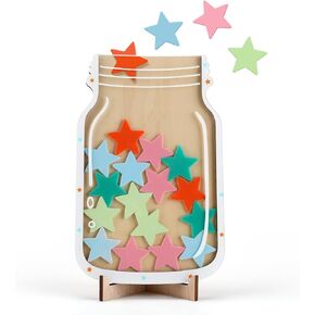 Magnetic Reward Jar, Geyrut Star Jar Reward Incentive Jars for Student Kids for Good Positive Behavior Home Classroom Responsibility Routine Training Management Tool with Colorful Stars