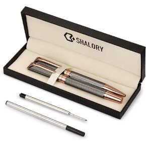 Ballpoint and Rollerball Pen Set, Stylish Line Engraved Metal Pen Elegant Smooth Writing Gift Pen (2 Pens with 2 Extra Refills)