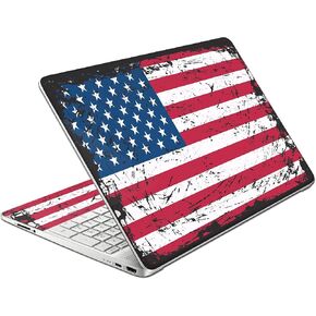 HK Studio Laptop Skin Decal Specific Fit for HP 15.6" with No Cutting Required, No Bubble, Waterproof, Scratch Resistant, American Flag Design - Including Wide Screen and Full Wrist Pad Skin
