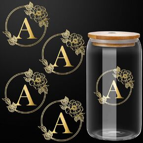 NiHome Self-Adhesive Gold Foil Letter Cup Wrap Transfer Stickers for Personalization & Decoration, Easy Apply Durable Initial for Drinkware, Gifts & More, Add a Touch of Elegance for All Occasions (K)