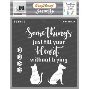 CrafTreat Reusable Quote Stencils for Painting on Wood - Cat and Dog Stencil - 6x6 Inch - Dog Paw Print Stencil - Cat Stencils with Quotes - Pet Stencils - Quote Stencil - Heart Stencil in Kuwait