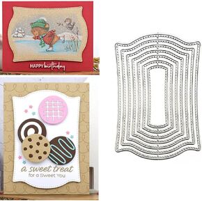 7pcs/Set Vintage Rectangle Frame Metal Die Cuts, Stitched Nesting Frame Tag Background Cutting Dies Cut Stencils for DIY Scrapbooking Album Decorative Embossing Paper Dies Card Making