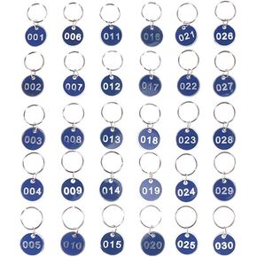 NUOBESTY 100PCS Aluminum Alloy Numbered Tags Metal Numbered Tags Set Number Keychain Tags ID Number Tags Luggage Identification Markers for Lockers Pub Rest Supermarket Hotel Blue Metal Rim Number Tag