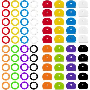 80 Pcs Key Covers Caps Key Cap Tags Coloured Key Identifiers Key Protector Caps PVC Rubber Key Caps Coding Rings for fits Standard Flat House Keys (Colorful)