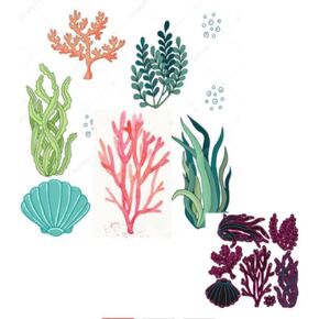 Sea Plant Die Cuts Seaweed Coral Shells Cutting Dies Embossing Scrapbooking Dies Cuts Stencil for DIY Scrapbooking Album Decoration Card Making