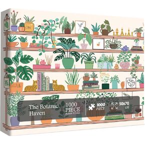 The Botanic Haven Puzzles for Adults 1000 Pieces, Nature Plant Jigsaw Puzzle Botanical Houseplant Puzzle, Green Potted Puzzle Plants Weed Puzzle for Adults