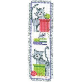 Vervaco Cross Stitch Bookmark Kit Curious Cats 2.4" x 8"
