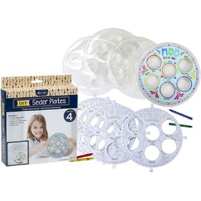 Rite Lite Decorate Your Seder Plate Set of 4 - Passover Gifts for Kids, Kids, Passover DIY, DIY Seder Plate Kit for Passover! Pesach Crafts and Games for Kids