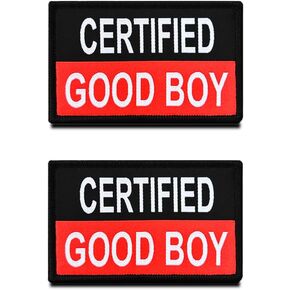 Certified Good Boy Tactical Patch, Funny Good Boy Patches with Hook and Loop Fastener for Attach to Boys Mens Clothes Clothing Caps Jeans Backpacks Bags Animal Harness Vests Collar