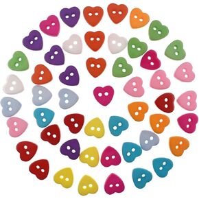 10x10mm 100Pcs Vivid Mixed Color Heart Buttons for DIY Handmade Craft Art Sewing Doll Cloth Buttons