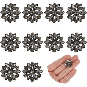 FINGERINSPIRE 10 PCS Rhinestone Shank Buttons 20mm in Diameter Light Rose Rhinestone Buttons Flower Shape Rhinestone Buttons for Sewing Alloy Rhinestone Jewelry Buttons for DIY Clothes Hat Decoration
