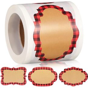 Outus 150 Pcs Christmas Stickers Labels Christmas Stickers for Gifts Blank to and from Christmas Name Label Present Tag Labels for Gift Wrapping Envelope(2 x 3 Inch,Red Black Plaid)