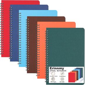 6Pack Hardcover Spiral Notebook,A5 Spiral Notebooks College Ruled,5.5x8.5 Inches,Spiral Journal Notebook for Work Study,80 Sheets 160 Pages 6 Colors