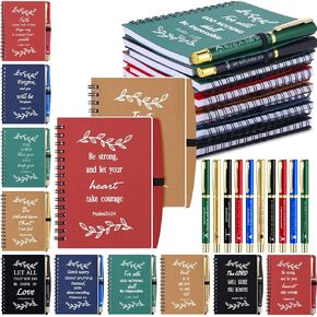 30 Set Christian Gifts Bulk Inspirational Spiral Notebook Bible Verses Ballpoint Pen Prayer Journal Religious Party Favor God Scripture Notepad for Teacher Women Church Party Office (Multicolor)
