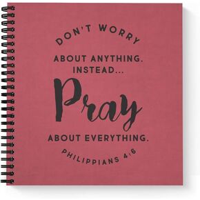 Softcover Pray 8.5" x 8.5" Religious Spiral Prayer Journal/Notebook, 120 Prayer Journal Pages, Durable Gloss Laminated Cover, Black Wire-o Spiral. Made in the USA