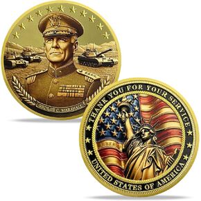 Military Challenge Coins - Thank You for Your Service Veteran Challenge Coin Military Appreciation Gifts for Veterans Army Navy USMC (George Catlett Marshall)