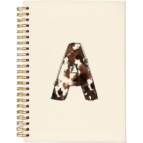 Initial Letter M Notebook, Personalized Notebook, Monogrammed Gifts for Women, Cute Western Cowgirl Notebook Hardcover Spiral Journal, Appreciation Gifts
