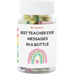 50 Pre-Written Best Teacher Ever Messages in a Bottle, Daycare Appreciation Gift for Teacher -Thoughtful Gifts for Student Teachers - Thank You, Mentor, Teacher Gifts, Christmas, New Year Gifts