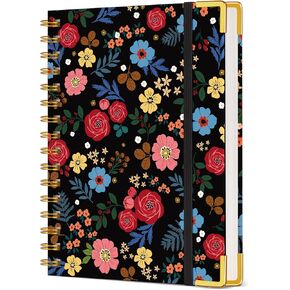 Cute Spiral Notebook Journal for Women, 200 Pages Lined Notebooks 8.5" x 11", A4 Large Hardcover Spiral Journals with 100 GSM Thick Paper, College Ruled Notebook for Writing Work School, Orange Floral