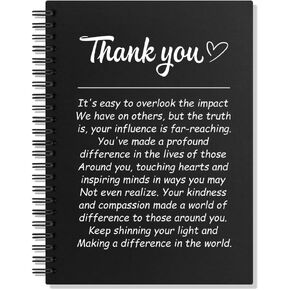 Thank You Hardcover Spiral Blank 160 Page Notebook, Thank You Gifts for Colleagues Coworker Social Worker, Teacher Appreciation Gifts, Going Away Gifts for Boss Leader Supervisor Manager Mentor