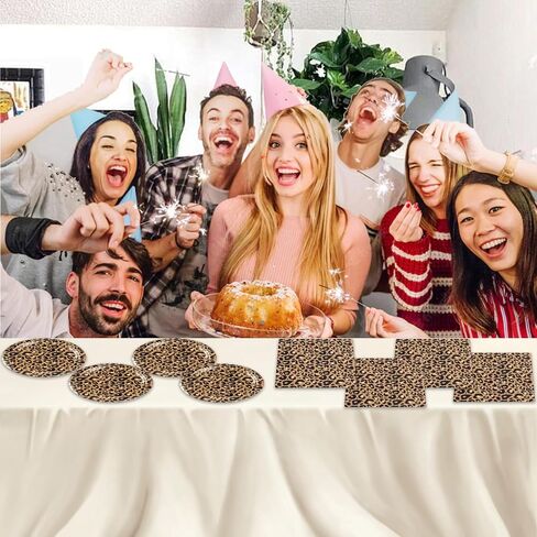 40pcs leopard print Party Supplies， Jungle Safari Animal Print Paper Plates and Napkins for Birthday Party, Baby Shower Zoo Disposable Tableware in Kuwait