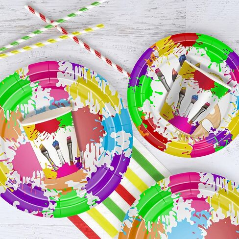 لوازم حفلات الطلاء الفني - أدوات مائدة لتزيين حفلات أعياد الميلاد الفنية، أطباق ورقية، منديل، مفرش طاولة، شوكة، لوحة فنية على الجدران، ديكورات حفلات أعياد الميلاد وحفلات استقبال المولود الجديد | يخدم 24 in Kuwait