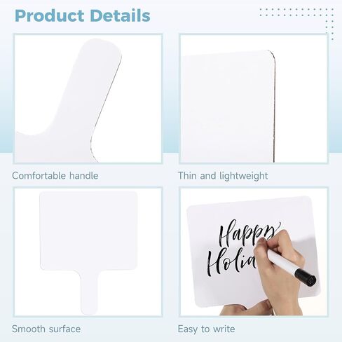 50 Pieces Dry Erase Answer Paddles, 8 x 10 Inch Handheld White Board, Double Sided Mini White Boards Dry Erase Signs uction Paddles for Students Teachers Classroom Voting Bridal Shower Games in Saudi Arabia