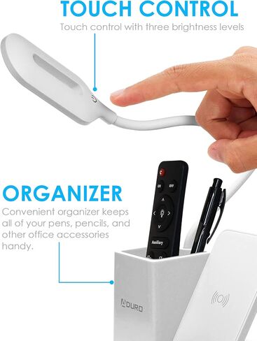 Aduro U-Light LED Desk Lamp Organizer Desk Light with Pen Holder & QI Wireless Charger Stand Black in Saudi Arabia