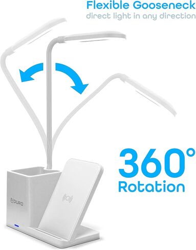 Aduro U-Light LED Desk Lamp Organizer Desk Light with Pen Holder & QI Wireless Charger Stand Black in Saudi Arabia