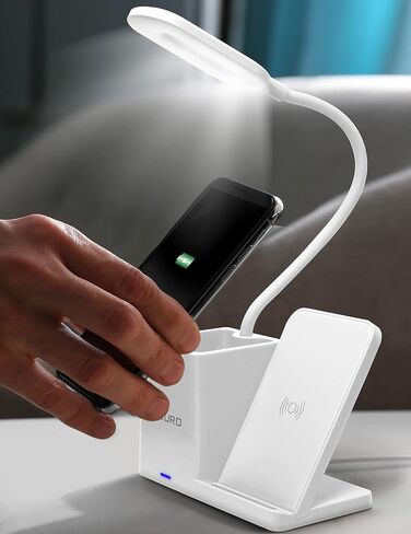 Aduro U-Light LED Desk Lamp Organizer Desk Light with Pen Holder & QI Wireless Charger Stand Black in Saudi Arabia
