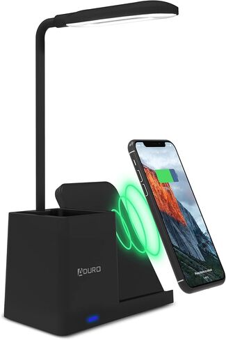 Aduro U-Light LED Desk Lamp Organizer Desk Light with Pen Holder & QI Wireless Charger Stand Black in Saudi Arabia